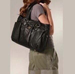 Marc by Marc Jacobs Totally Turnlock Black Leather Tote Baby/Diaper Bag